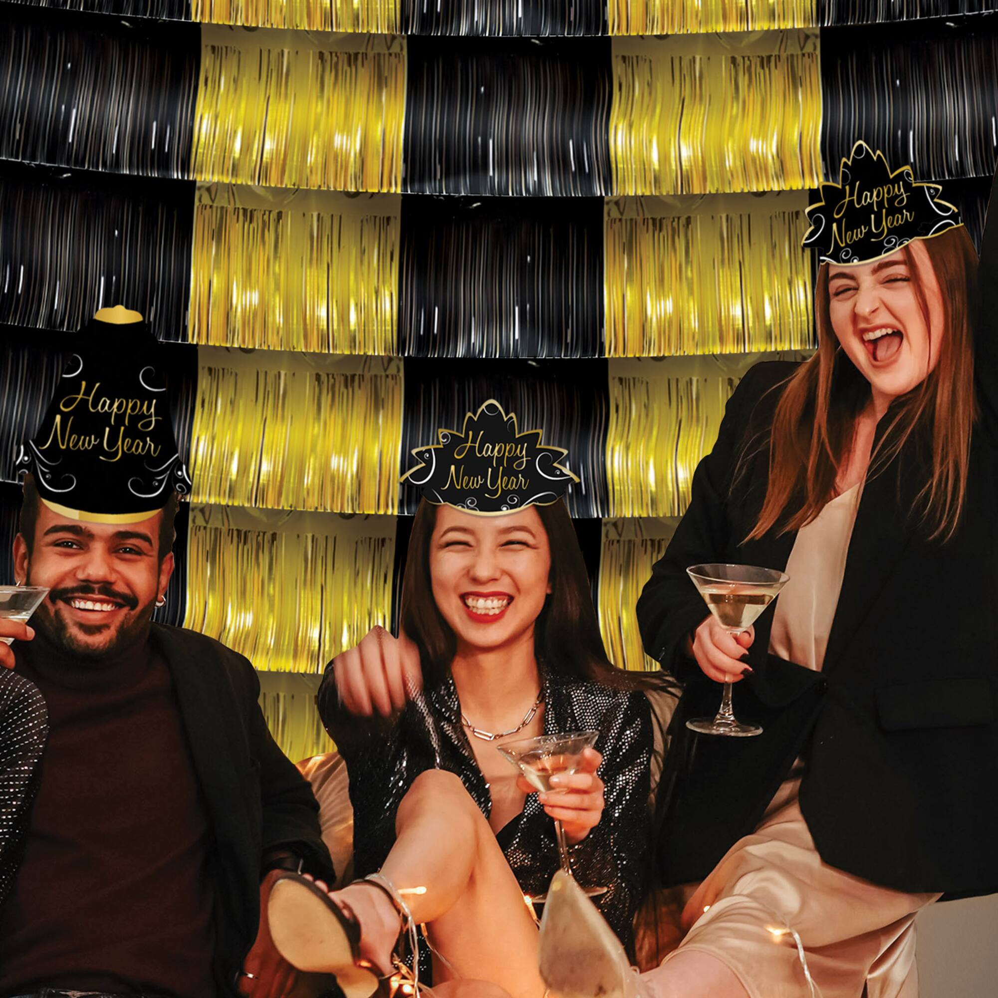 Beistle Black and Gold Metallic Fringe Garland Backdrop